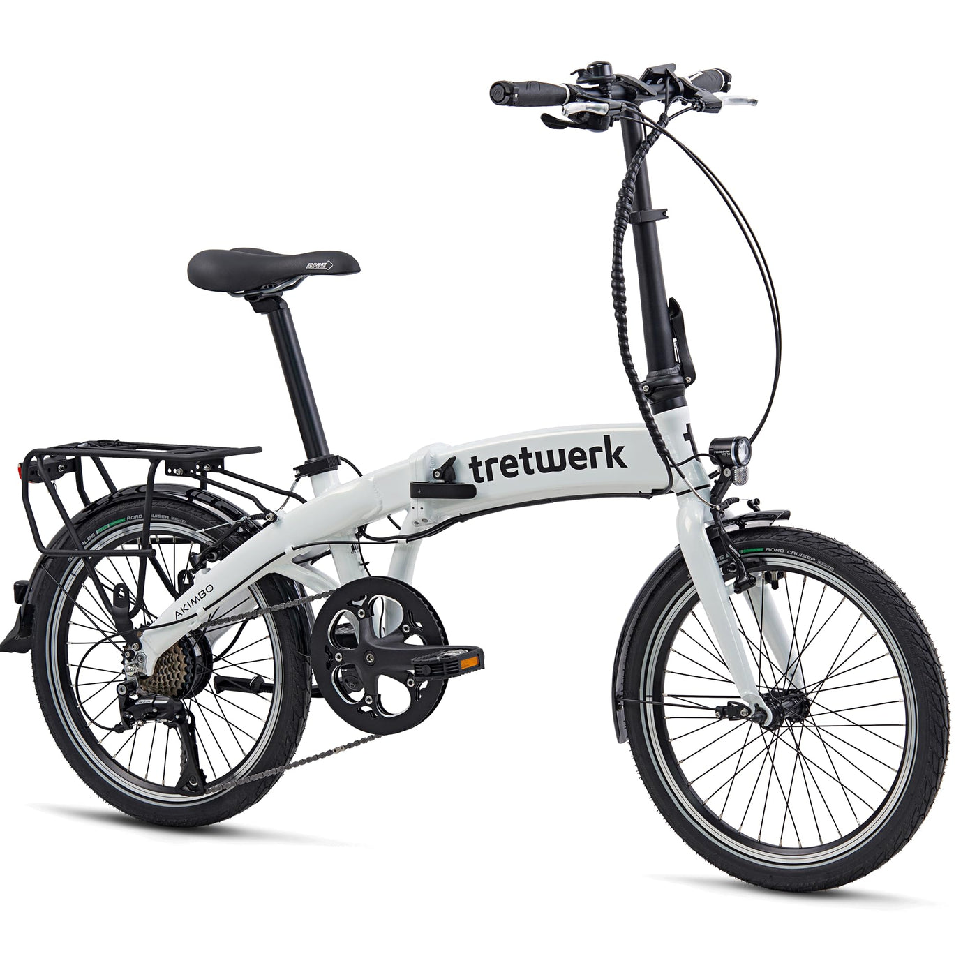 TRETWERK 20 Zoll E-Bike Klapprad - Akimbo - Faltrad Pedelec mit 8 Gang Kettenschaltung - klappbares Elektrofahrrad mit Heckmotor 50Nm - - weiß