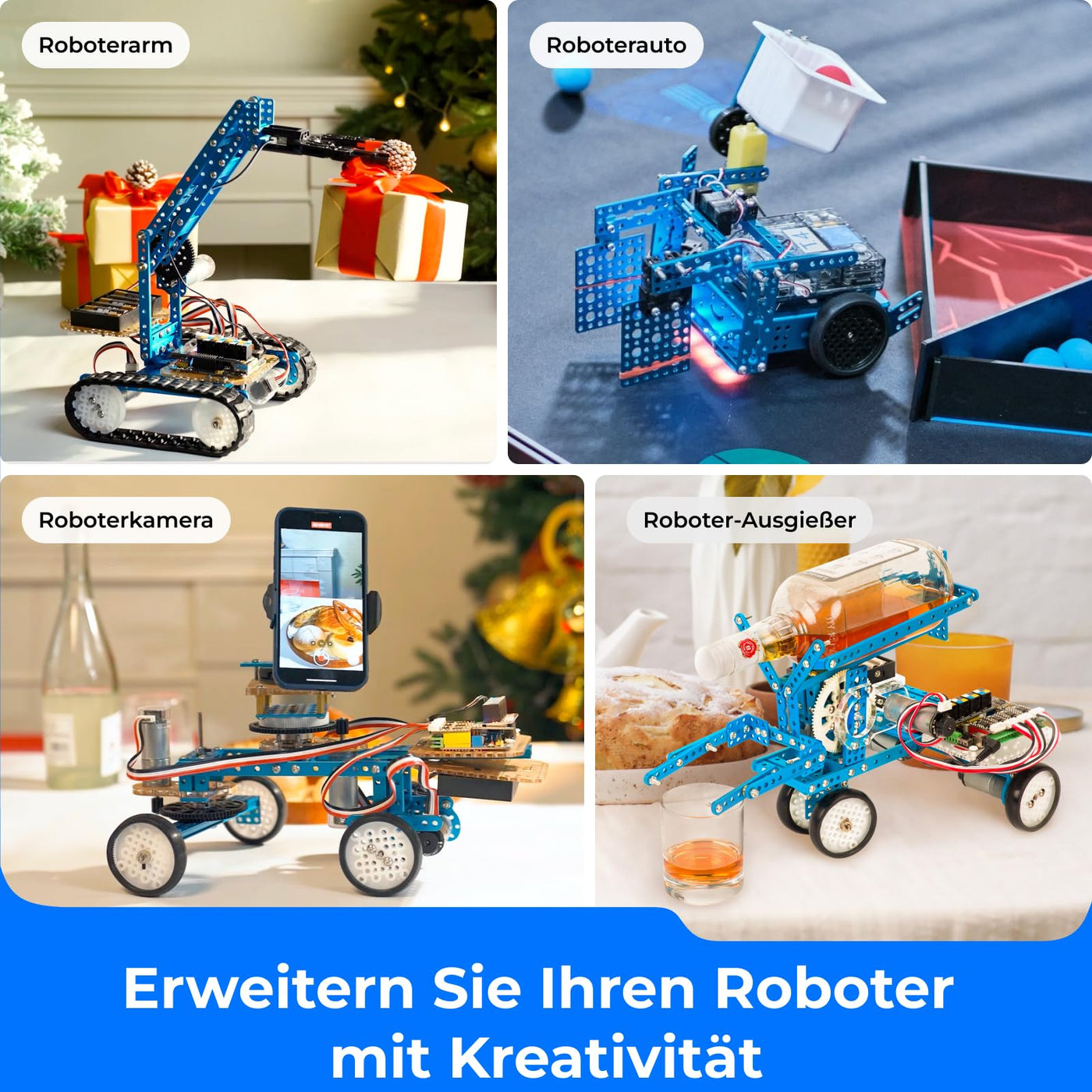 Makeblock mBot Ultimate Roboter Bauen 10 in 1, 160+ Mechanische Bauteile Module für Programmierung Entwicklung, Programmierbarer Roboter Kompatibel mit Programmierung Scratch Arduino, MINT Spielzeug