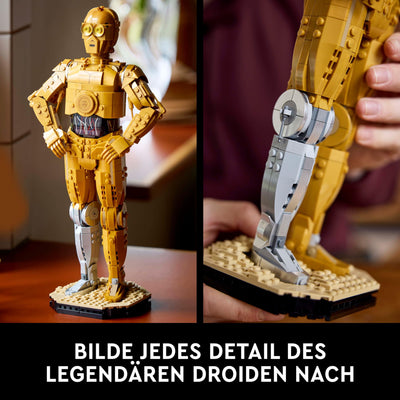 LEGO Star Wars 75398 C-3PO Figur – Sammler Modell für Erwachsene – mit Ständer, Infotafel und Minifigur zum Bauen, Spielen und Ausstellen – Geschenkidee für Fans