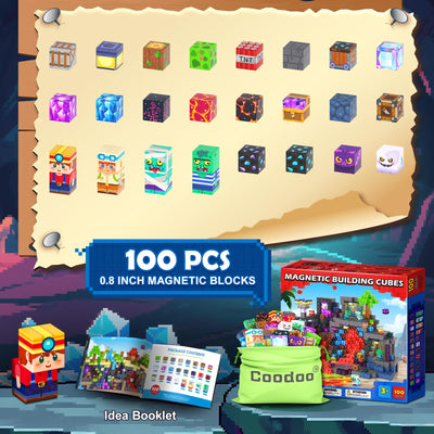 Magnetische Bausteine - Baue Mine Magnet Welt Kinderspielzeug, Magnetische Fliesen STEM Outdoor Spielzeug für Jungen und Mädchen ab 3 Jahren, Kreative Kleinkindspielzeug für Kinder ab 3 4 5 6 7 8 9