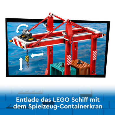 LEGO City Hafen mit Frachtschiff, Bauspielzeug für Jungen und Mädchen ab 8 Jahren, Geschenkidee für Kinder, Containerkran, Schiff-Spielzeug und 8 Minifiguren 60422