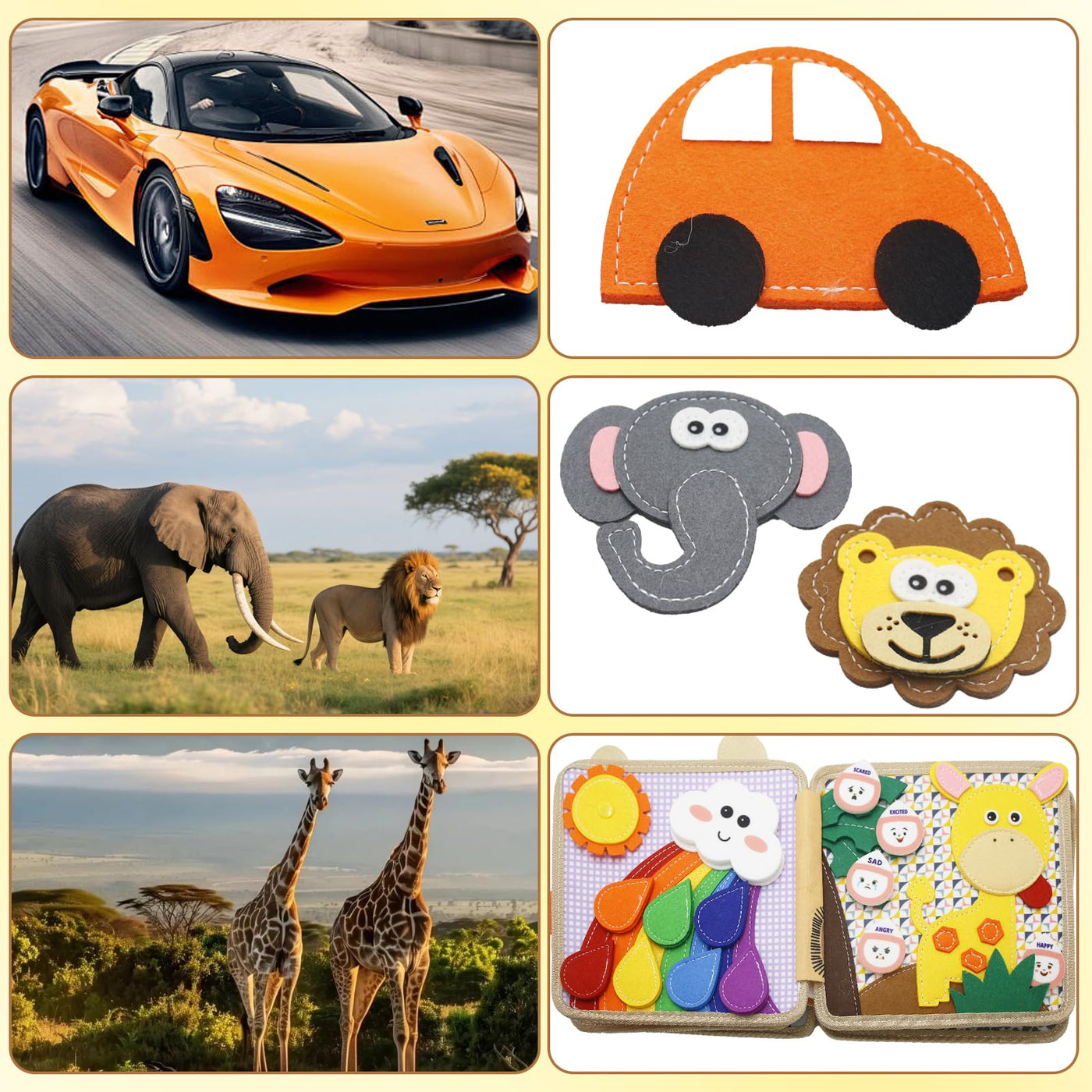 Nokwocy Busy Board ab 1 Jahr, Beschäftigungsbuch für Kleinkinder, DIY-Filz-Beschäftigungsbuch, 3D-Aktivitäten Stoff-Bilderbuch, Vorschul-Lernspielzeug, Beschäftigungsbuch mit Lebenskompetenzen(REH)