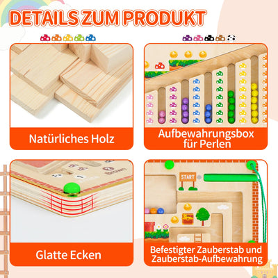 Montessori Spielzeug Magnetspiel Labyrinth ab 2 3 4 5 6 Jahre, Magnete Kinder Motorikspielzeug Magnet Spiel, Kinderspielzeug Magnetic Spiel, Holzspielzeug Geschenk für 2 3 4 Jahr Jungen Mädchen