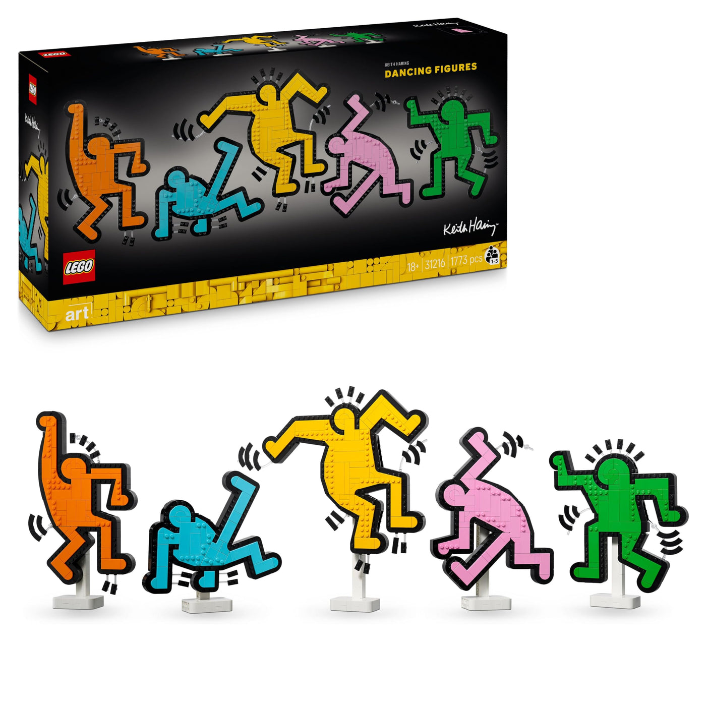 LEGO Art Keith Haring – Tanzende Figuren – Bauset für Erwachsene – Wandkunst oder DIY-Dekoration für Zuhause in leuchtenden Farben – Originelles Geschenk für Männer und Frauen 31216