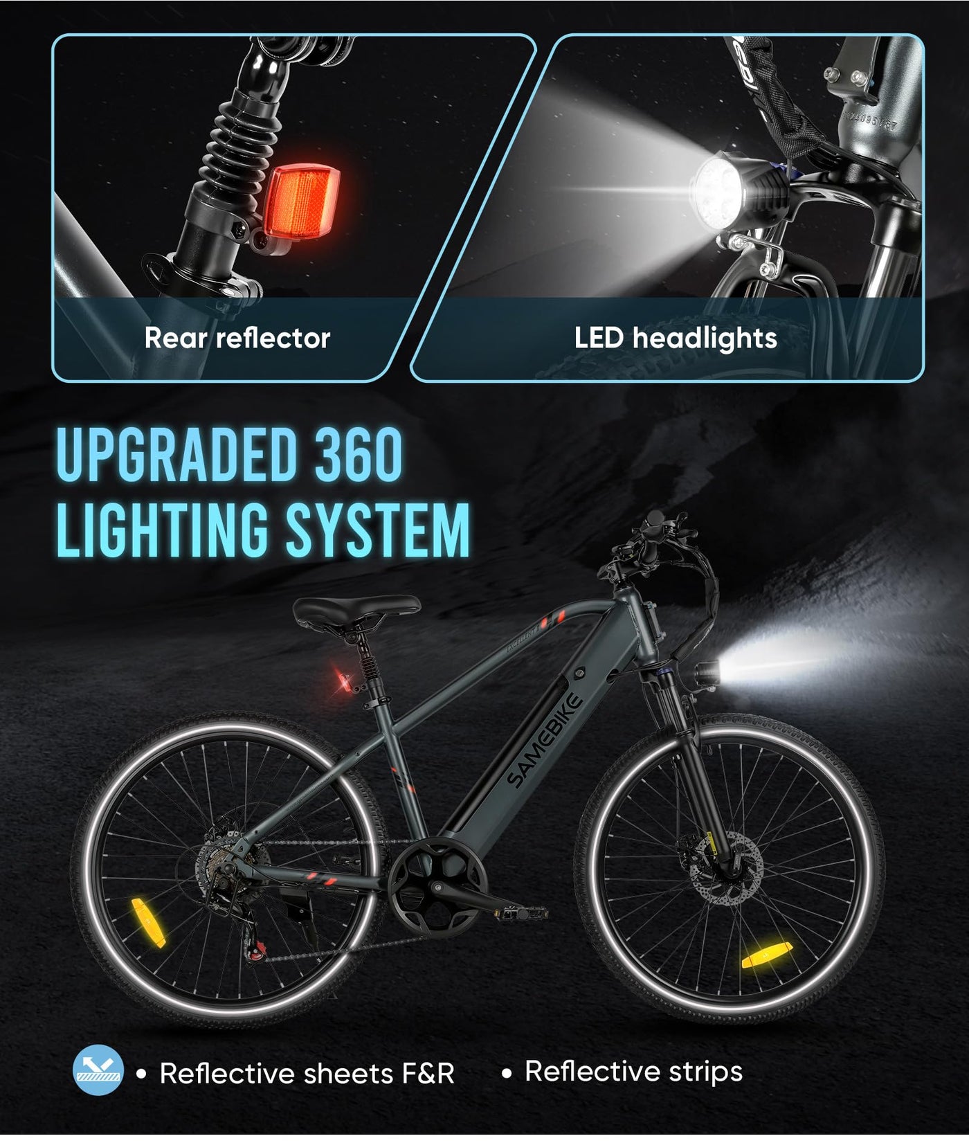 SAMEBIKE 27.5" E-Bike, Elektrofahrrad E-Bike Herren Damen mit 540Wh Akku, Bis zu 100KM, 250W Motor, E-Fahrrad mit 7-Gang-Getriebe, Pedelec Citybike EBike für Trekking RSA01 Men