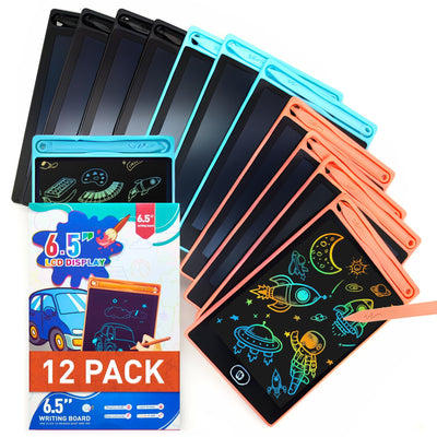 Riff Ruffle Bunte LCD Schreibtafel 6,5 Zoll, [12er Pack], Electight Zeichentafel mit Sperr-& Löschfunktion, Augenschutz-Kritzelblock Geschenke