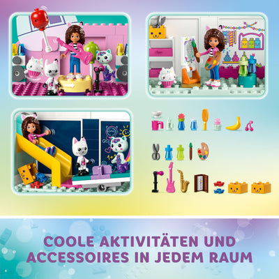 LEGO Gabby's Puppenhaus Spielzeug - 4-stöckiges Puppenhaus mit Gabby, Pfötchen-Panda, MeerMieze und Kuchen-Katze Minifiguren und Zubehör - Geschenk für Mädchen und Jungen ab 4 Jahren - 10788