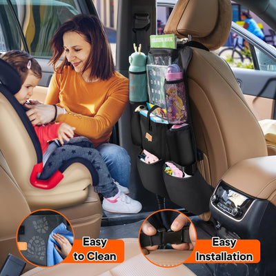 SURDOCA Autositz-Organizer – 4th Generation verbesserter Auto Rücksitz für bis zu 11-Zoll Tablet, 8 Taschen, Kinderspielzeug-Aufbewahrung, wasserdichter Rücksitzschutz für Kinder