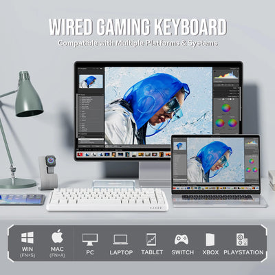 MechLands AK680 MAX Wired Gaming Keyboard mit Hall-Effekt Schalter, Rapid Trigger Magnetic Keyboard, Mechanische Tastatur mit 8K Polling Rate, Top Struktur, RGB (Weiß)