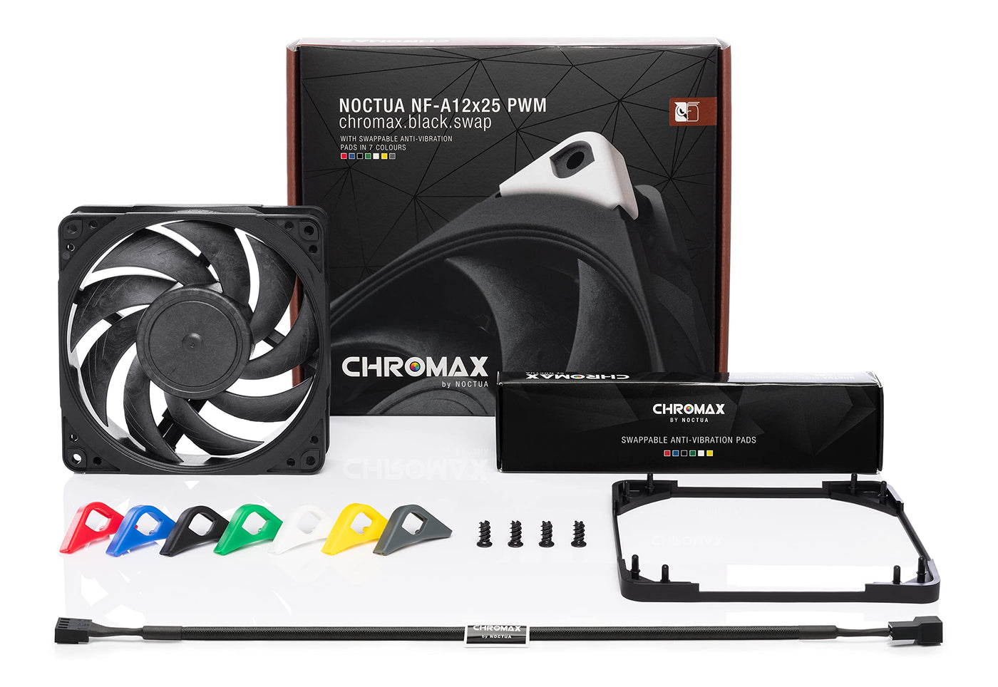 Noctua NF-A12x25 PWM chromax.black.swap, Leiser Premium Lüfter, 4-Pin (120mm, Schwarz)