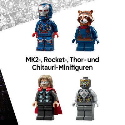 LEGO ǀ Marvel Avengers: Endgame Thor vs. Chitauri Bauset - Superhelden Action mit dem Iron Patriot Mech und 7 Minifiguren - Geschenk für Jungen und Mädchen ab 8 Jahren - 76322