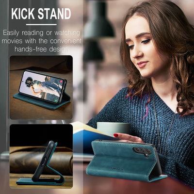 KZB Handyhülle für Samsung Galaxy A55 5G Hülle Premium Lederhülle Klappbar Flip Case Tasche Magnet Kartenfach Standfunktion Klapphülle Schutzhülle für Samsung Galaxy A55 - Blaugrün