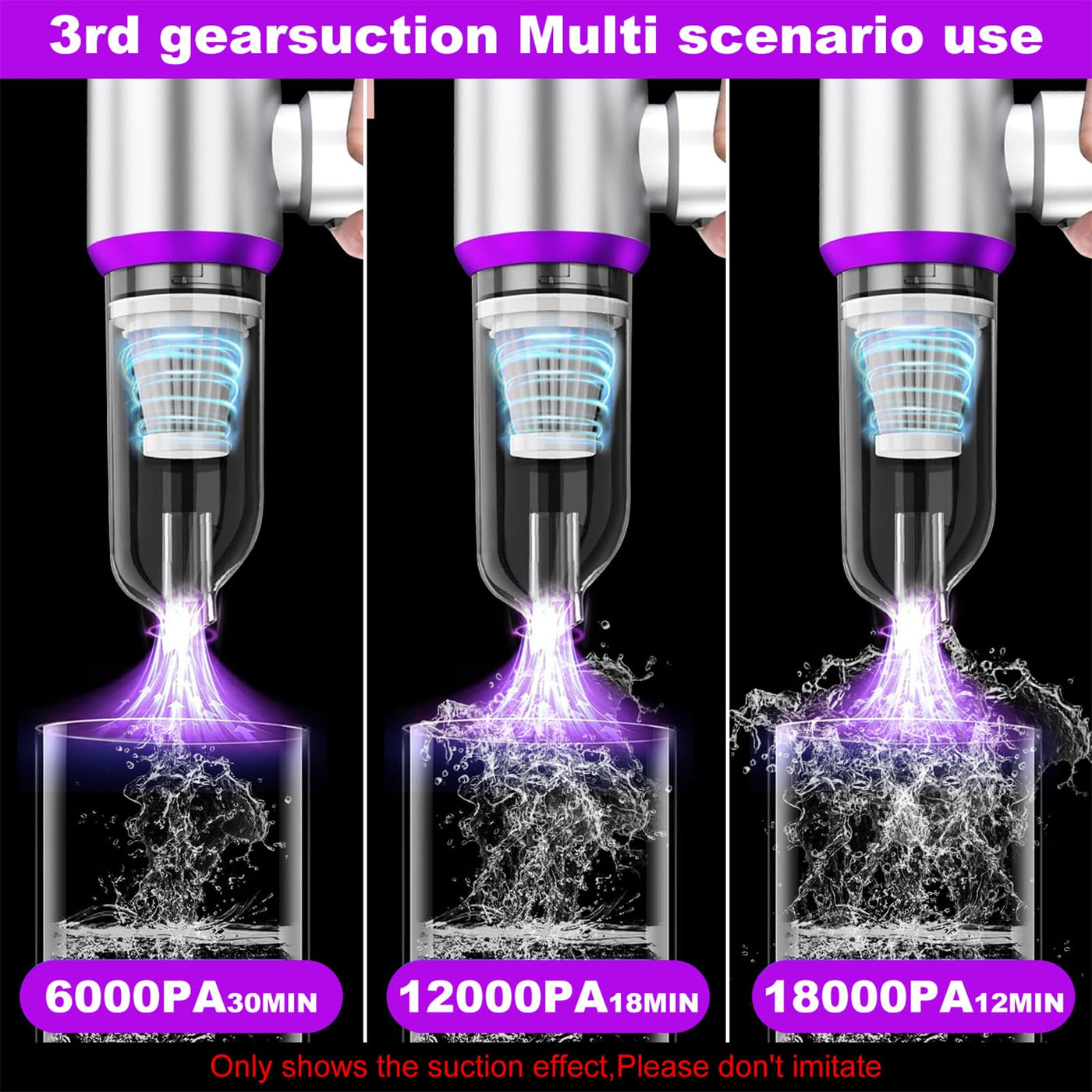 CLZFXS 3-in-1 Handstaubsauger Akku Kabellos - 18000Pa Staubgebläse Druckluft und Auto Staubsauger - Mini Autostaubsauger für Haus Küche Tierhaare (Lila)