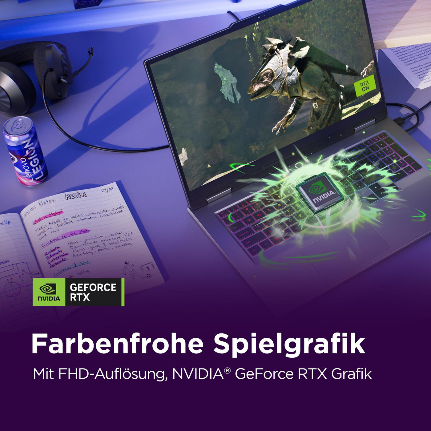 Lenovo LOQ Gaming AI Laptop | 17.3" Full HD 165Hz Display | NVIDIA GeForce RTX 5070 | Intel Core i7-14700HX | 16GB RAM | 1TB SSD | Win11 | QWERTZ | 24-Zonen-RGB-Tastatur | Grau | 3 Monate GamePass