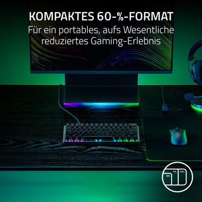Razer Huntsman Mini (Analog Switch) - Kompakte 60% Gaming Tastatur (Analoge Switches, Doubleshot PBT-Tastenkappen, Abnehmbares USB-C Kabel) QWERTZ DE-Layout | Schwarz