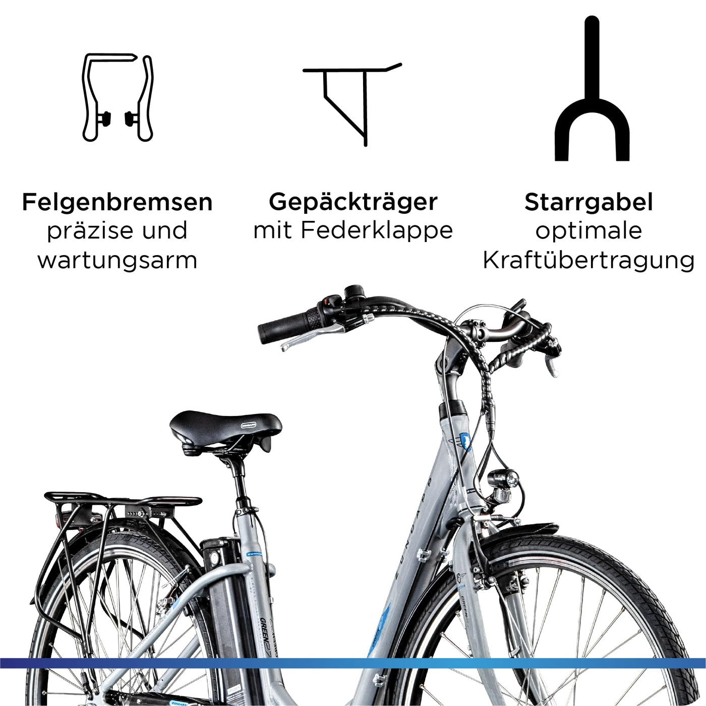 ZÜNDAPP Green 2.7 28 Zoll E-Bike E Cityrad Damenrad Pedelec Elektrofahrrad Damen Fahrrad 700c (grau, 48 cm)