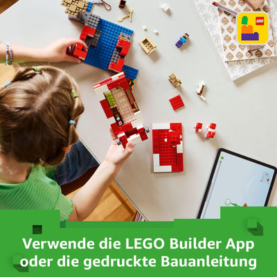 LEGO Minecraft Das Pilzkuh-Haus - Gaming Spielzeug mit Steve Figur, Mobs, einem Arbeitstisch und Einer Farm - Interaktives Spielset - Gaming Geschenk für Mädchen und Jungen ab 8 Jahren 21270