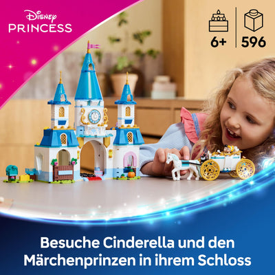 LEGO ǀ Disney Princess Cinderellas Schloss und Pferdekutsche - Kreatives Pferde Spielzeug Mädchen und Jungen - Spielset mit Cinderella und der Märchenprinz Figuren - Kinder Geschenk ab 6 Jahren 43275