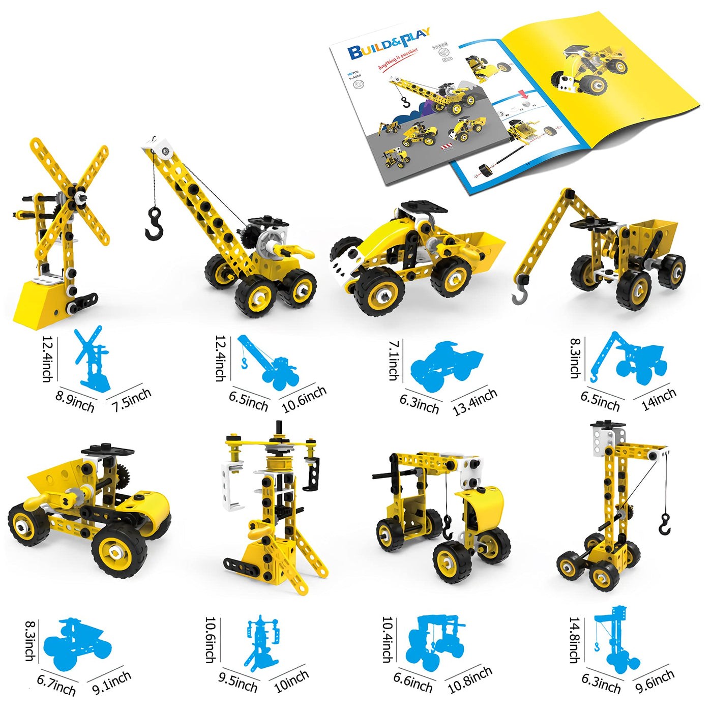 AIVIAI Konstruktionsspielzeug Spielzeug für Kinder ab 5 6 7 8 9 + Jahren, 100 Stück DIY STEM Bausteine Lernspielzeug Set, kreatives pädagogisches Bauspielzeug für Jungen & Mädchen Geschenk
