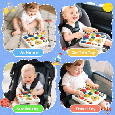 Montessori Spielzeug ab 1 Jahr Busy Board ab 1 Jahr mit Licht & Ton Kinderspielzeug ab 1 2 Jahr 8 IN 1 Sensorik Spielzeug 18 Monate Motorikspielzeug Baby Activity Board Geschenk für Jungen Mädchen