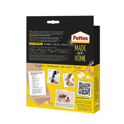 Pattex Made at Home Heißklebepistole, Kleber für kreative Heimwerkarbeiten, Set aus 1x Klebepistole und 6x Heißklebesticks mit 11mm Durchmesser