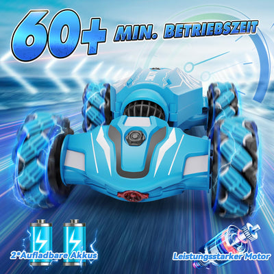 Dysaim Ferngesteuertes Auto ab 6 7 8 9 10 12 Jahre, 4WD RC Auto mit Handsteuerung, 2.4Ghz 360°Drehung Drift Stunt Car mit Licht Musik Spray, Weihnachten Geschenke Spielzeug für Jungen Mädchen, Blau