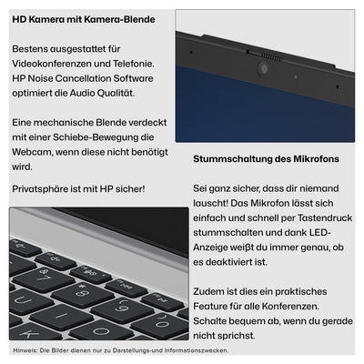 HP 255 G10 Business Laptop, AMD Ryzen 5 7530U, 64 GB DDR4 RAM, 1 TB PCIe SSD, 15.6" IPS FHD Display, AMD Radeon Graphics, QWERTZ Tastatur, Windows 11 Pro, Silber