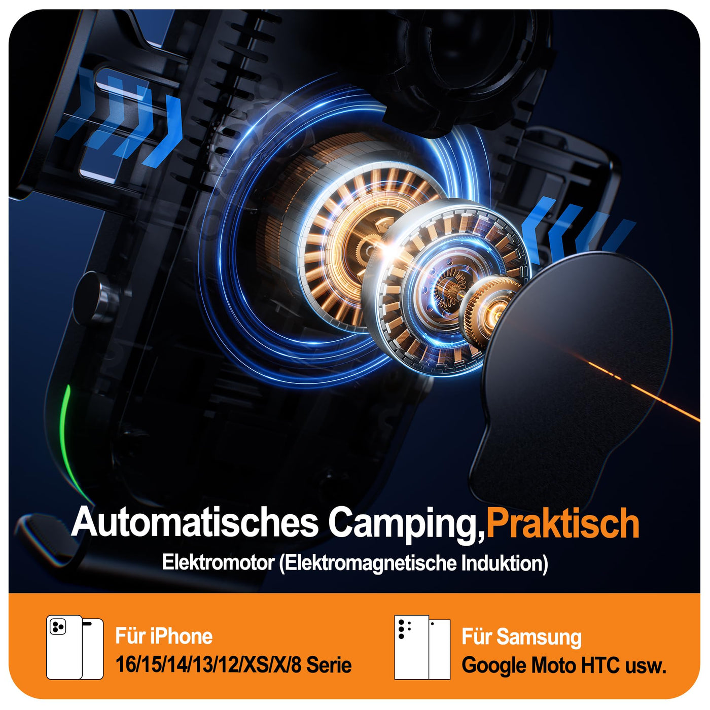 Auckly 15W Handyhalterung Auto mit Ladefunktion, [270° Automatische Klemmung],Qi Induktive Ladestation Auto Wireless Charger, Kfz Ladegerät für iPhone 12 13 14 15 16 17 Serie & Samsung, Schnellladen