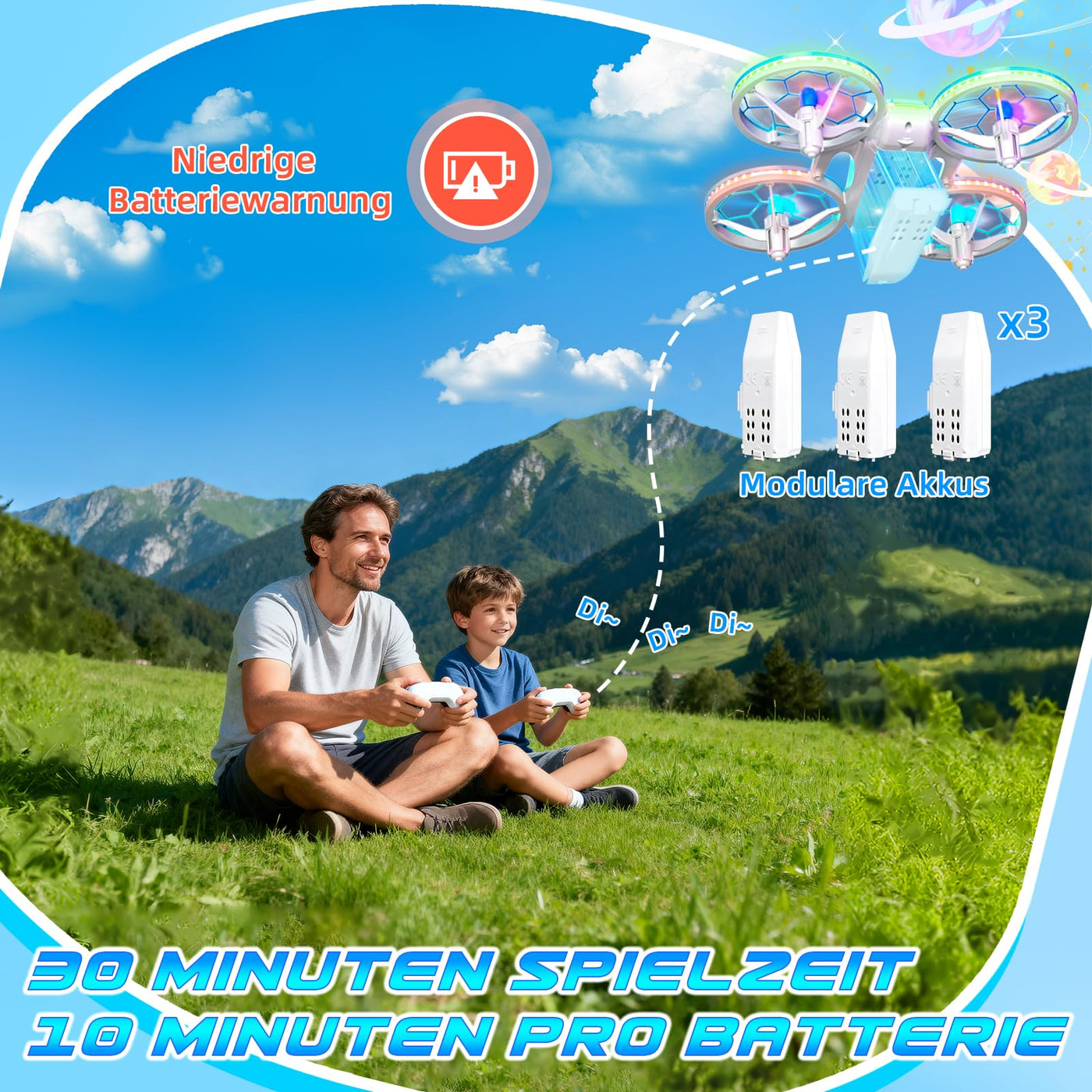 Charmofun Mini Drohne für Kinder, Drone kinder mit 360° Flips, Indoor Outdoor RC Drone mit 4 LED-Licht, 3 Akku, RC Flugzeug Quadrocopter Geschenke für Jungen ab 6 + Jahre und Anfänger