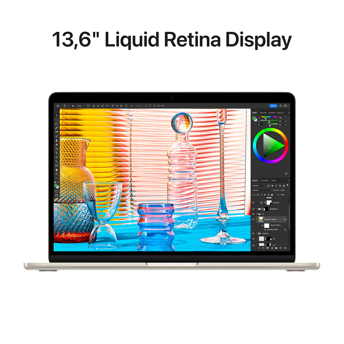 Apple MacBook Air Laptop mit M2 Chip: 13,6" Liquid Retina Display, 16 GB RAM, 256 GB SSD Speicher, beleuchtete Tastatur, 1080p FaceTime HD Kamera. Kompatibel mit iPhone/iPad; Polarstern