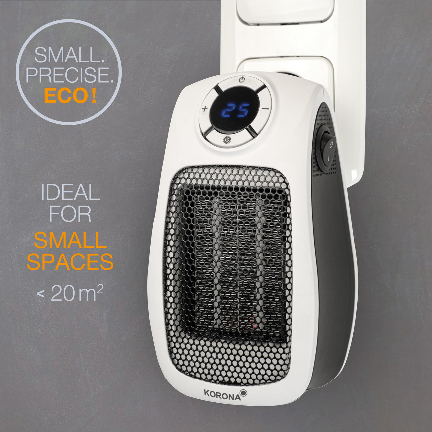 Korona 60010 Steckdosenheizer mit Frostwächter Funktion | 600 Watt | Digitales Display | Einstellbare Temperatur | Ideal für schnelle, punktgenaue Wärme in Räumen mit 10-20 m²