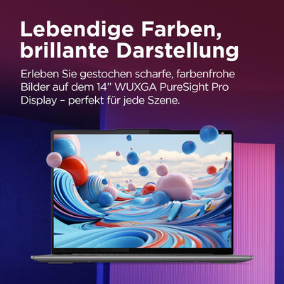 Lenovo Yoga Slim 7i AI Laptop | 14'' WUXGA OLED Display | Intel Core Ultra 7 | 32GB RAM | 1TB SSD | Intel Arc Grafik | Win11 | QWERTZ | Luna grau | Beleuchtete Tastatur | 3 Monate Premium Care