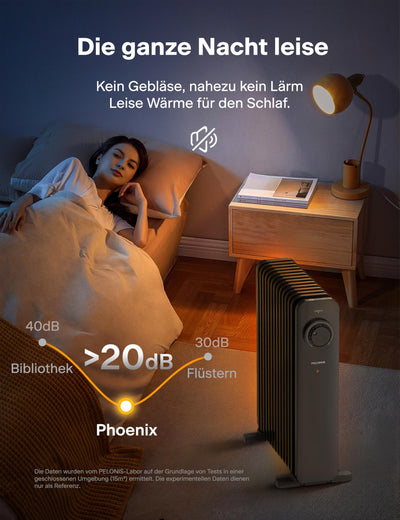 PELONIS 2500W Ölradiator Energiesparend, 13 Rippen Elektroheizung, Mobile Elektro Heizkörper mit Thermostat, 3 Heizstufen und Überhitzungsschutz, Radiator Heizung Elektrisch, Schwarz