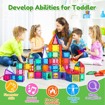 100PCS Magnetische Bausteine mit 2 Autos Magnetbausteine Kinder Magnetspiel Montessori Magnet Bausteine Magnetic Tiles Building Blocks Weihnachts Magnete Geschenk Spielzeug ab 3 4 5 6 7+ Junge Mädchen
