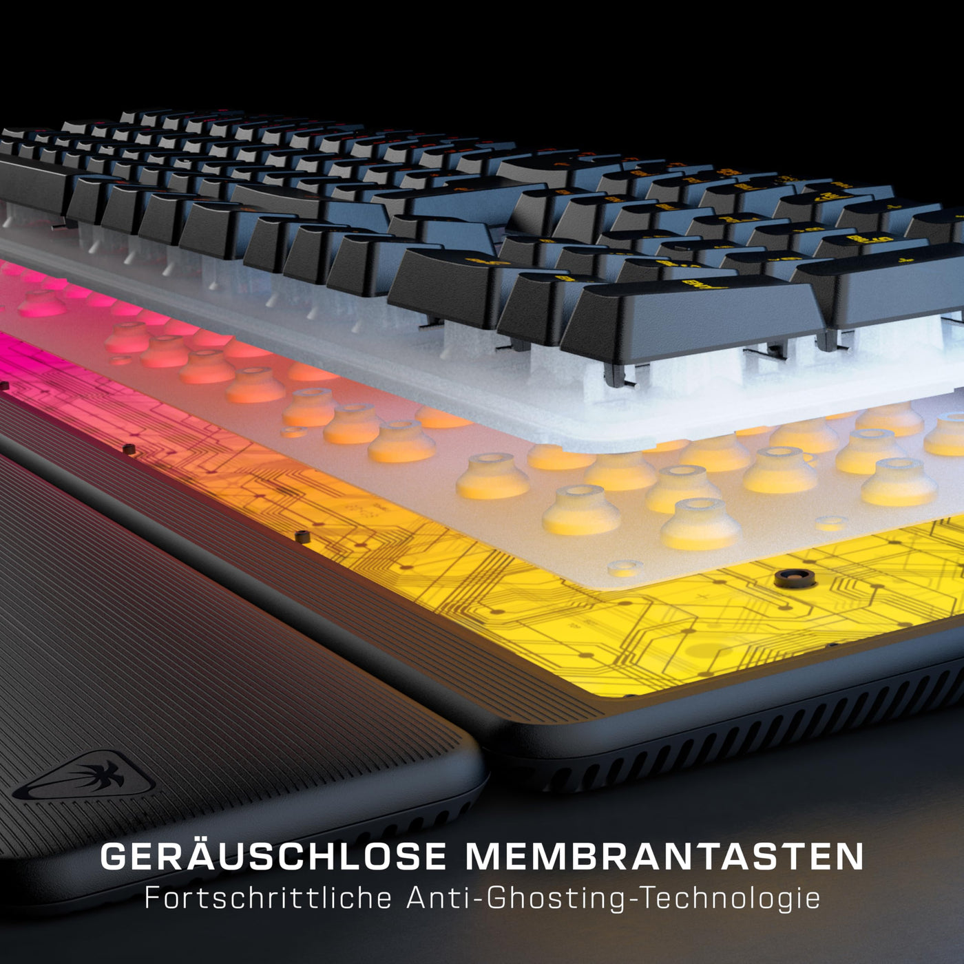 Turtle Beach Magma - Membrane RGB Gaming Keyboard mit Membrantasten, Advanced Anti-Ghosting, Easy-Shift Technologie, RGB-Beleuchtung, abnehmbare Handballenauflage