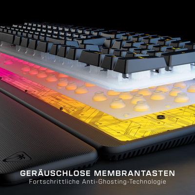 Turtle Beach Magma - Membrane RGB Gaming Keyboard mit Membrantasten, Advanced Anti-Ghosting, Easy-Shift Technologie, RGB-Beleuchtung, abnehmbare Handballenauflage
