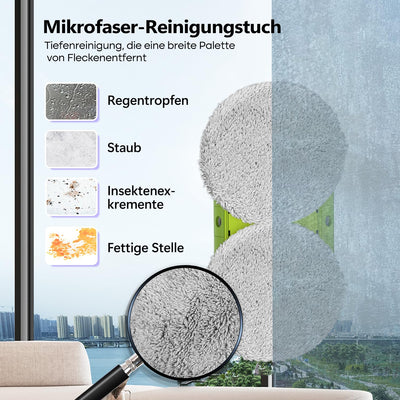 SUNSMAI S60-1A Mini Green Dual Side Spray Fensterputzroboter, Anti-verstopfungsfreie Elektrisch Automatischer Fensterroboter mit Wassersprühfunktion,3800pa Starke Anti-Drop Fensterputzer