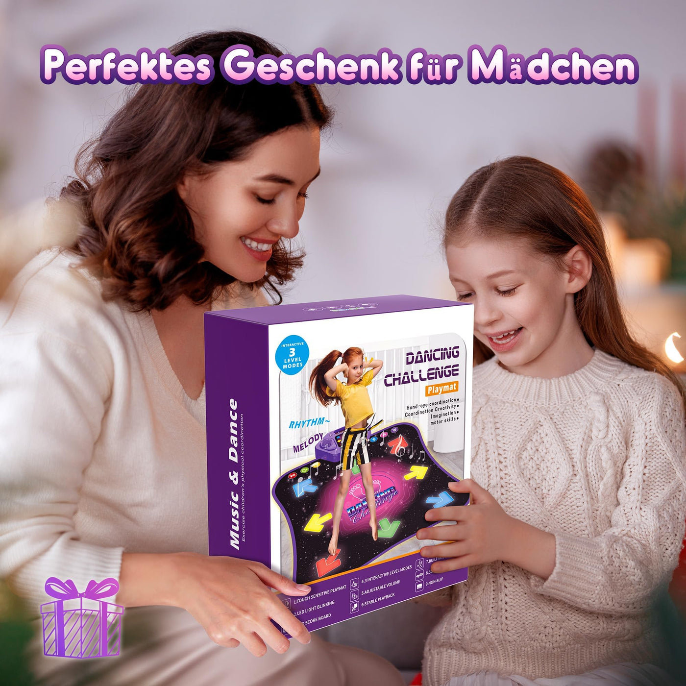 Hot Bee Tanzmatte für Kinder ab 6-8 Jahre Geschenke für Mädchen Tanzmatte mit Bluetooth Beleuchtete Musikmatte Spielzeug Kinder für Alter 3 4 5 7 9 Kinderspielzeug Jungen Geschenkideen Geburtstag