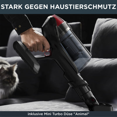 Rowenta X-Force Flex 12.60 Animal, Kabelloser Staubsauger mit Tierhaar-Zubehör, Flex-Gelenk, bis zu 150 AirWatt und 45 min Akku-Laufzeit, RH98A8WO, Rot/Schwarz