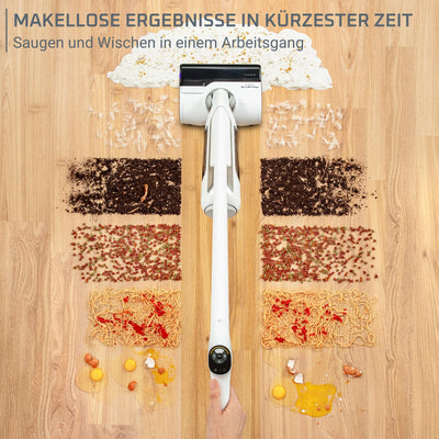 Rowenta X-Clean 4 kabelloser Nass-und Trockenstaubsauger, Selbstreinigungsfunktion, Nass Trockensauger 50min Laufzeit, automatische Schmutzerkennung, Nasssauger mit smartem LED Display, grau GZ5036WO