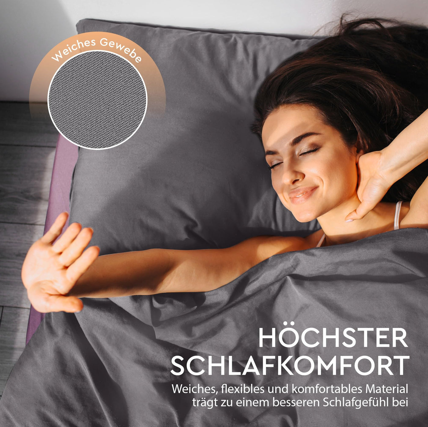 Sleeptime 100% Baumwolle Bettwäsche 135cm x 200cm 4teilig Grau/Anthrazit - weich & bügelfrei Bettbezüge mit Reißverschluss - zweifarbiges Bettwäsche Set mit 2 Kissenbezüge 80cm x 80cm