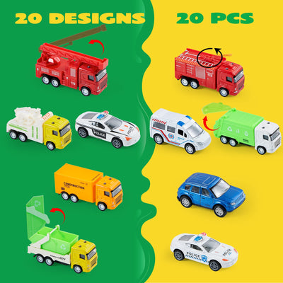 JOYIN 20 Stück Metall Zurückziehen Mini Spielzeugautos, Mini Die Cast Spielzeugautos Set, Pull Back Autos für Kleinkinder Mädchen Jungen Spielzeug