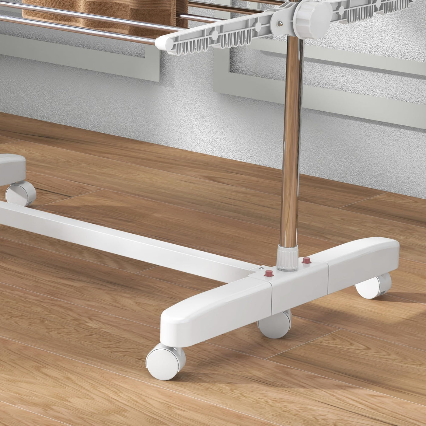 HOMCOM Wäscheständer Turm mit Rollen, Klappbarer Wäschetrockner mit Flügeln, Höhenverstellbar für Indoor & Outdoor, Stahl 142 x 55 x 172 cm, Weiß