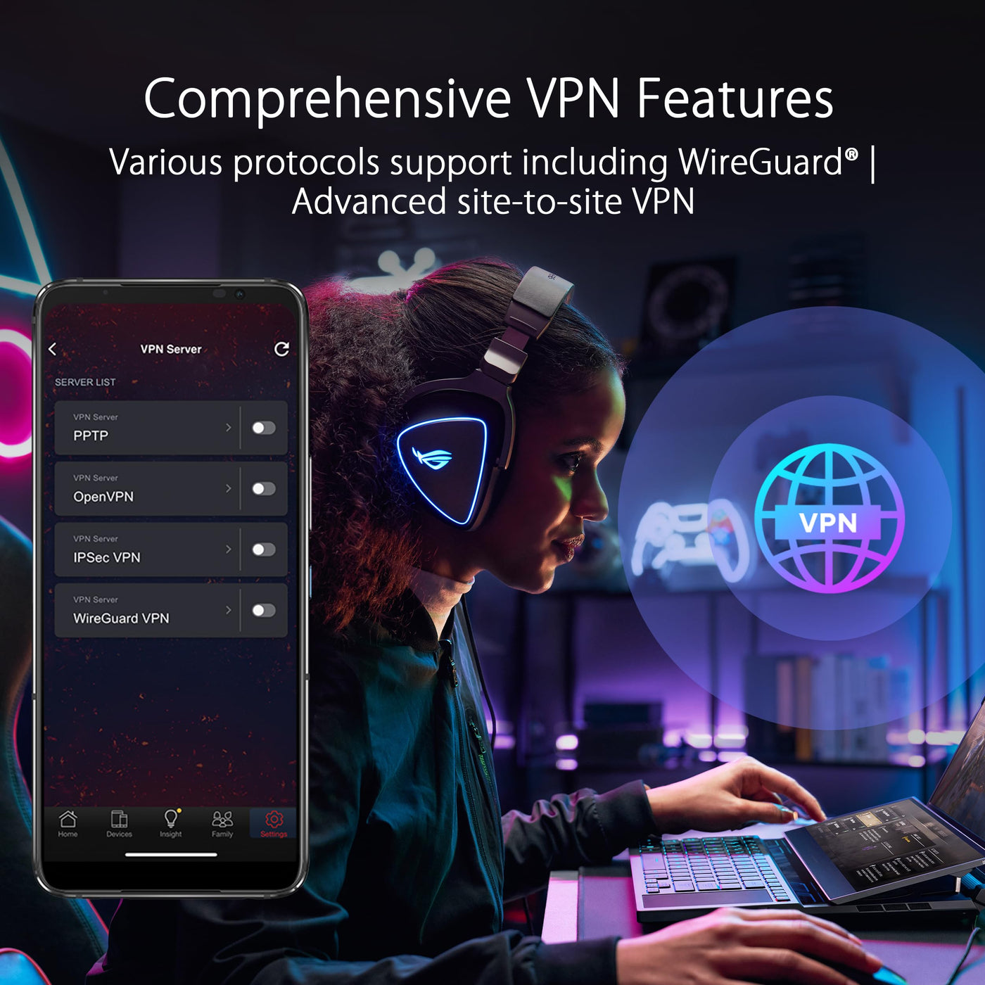 ASUS ROG Rapture GT-BE98 Quad-Band WiFi 7 Gaming Router (320MHz Bandbreite, duale 10G Ports, Backup WAN, Mobile Game Mode, Aura RGB, AiMesh, VPN)