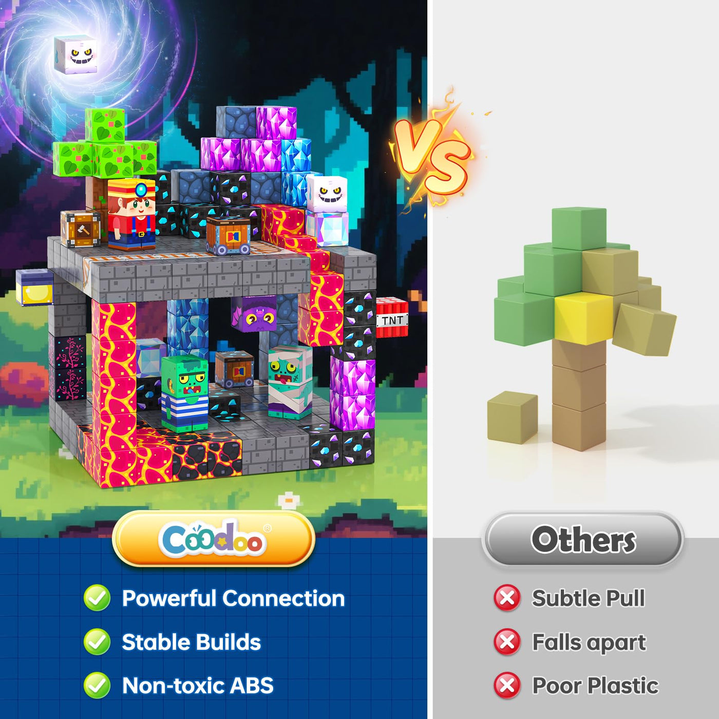 Magnetische Bausteine - Baue Mine Magnet Welt Kinderspielzeug, Magnetische Fliesen STEM Outdoor Spielzeug für Jungen und Mädchen ab 3 Jahren, Kreative Kleinkindspielzeug für Kinder ab 3 4 5 6 7 8 9