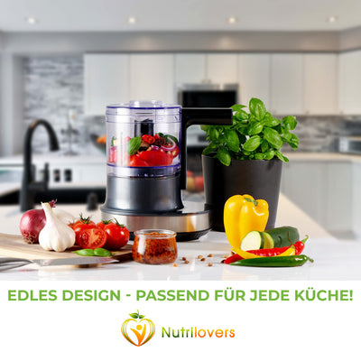 NUTRI-CHOPPER 4D Zerkleinerer Küche elektrisch mit AUTO-BLADE Funktion – BPA-frei – Deutsche Marke – Food Processor Universalzerkleiner Multizerkleinerer Zwiebel Fleisch Nüsse Pesto
