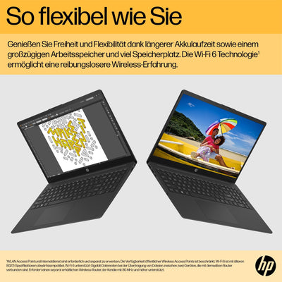 HP Laptop, 15,6" FHD Display, AMD Athlon Gold 7220U, 8 GB DDR5 RAM, 256 GB SSD, AMD Radeon Grafik, Windows 11 Home, QWERTZ Tastatur, Schwarz