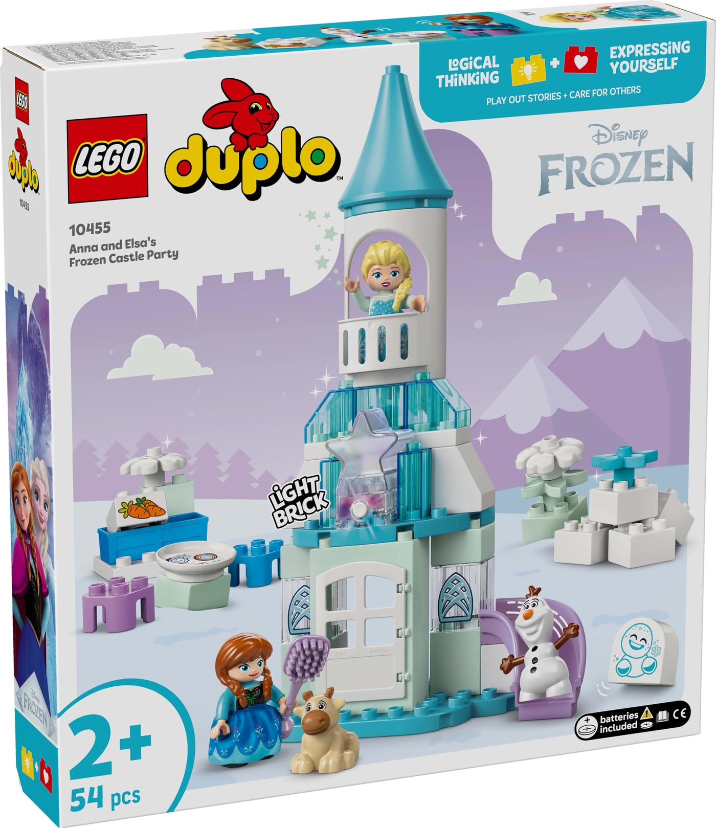 LEGO DUPLO │ Disney Annas und Elsas Party im Eispalast - Frozen Spielzeug mit ELSA Figur, Lichtstein & Zubehör - Kleinkinder Motorikspielzeug ab 2 Jahren - Minifiguren für Mädchen und Jungen - 10455