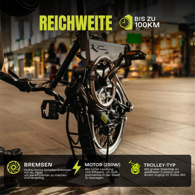 Flebi Supra 4.0+ Klapprad Elektrisch 16" | Reichweite 100 km | Abnehmbarer Akku 14Ah/504Wh | 7 Gänge | Kompaktes und Leichtes E-Bike für Erwachsene/Teenager, Unisex für Damen/Herren (Technisch Blau)