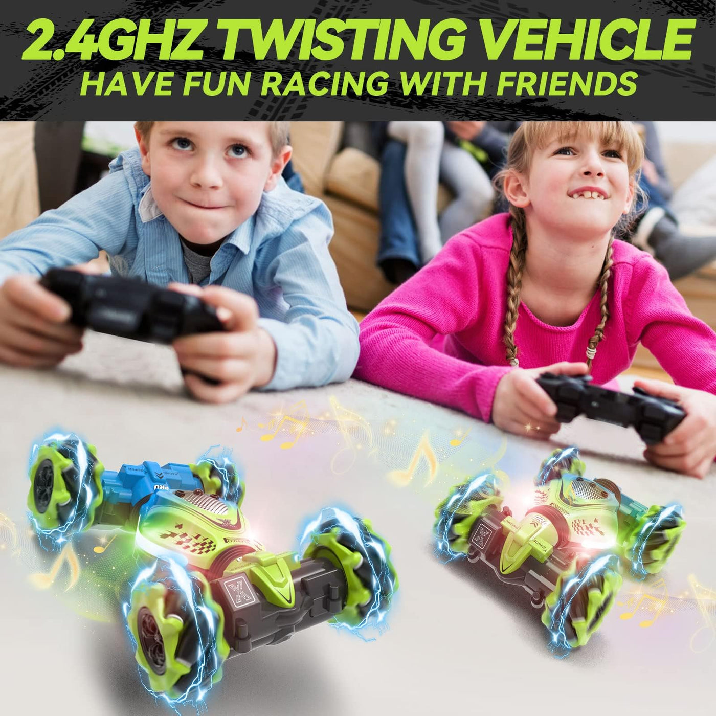Dysaim Ferngesteuertes Auto RC Stunt Car Ferngesteuerte Auto mit Handsteuerung 2,4 GHz 4WD 360° Drehung Crawler Offroad 2 Akku Weihnachten Geschenk Spielzeug für Junge Mädchen ab 6 7 8 9 10 12 Jahre